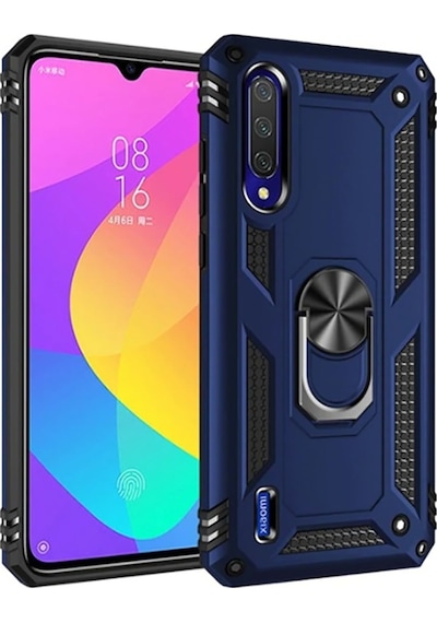 Xiaomi Mi A3 Kılıf Tank Zırh Yüzüklü Mıknatıslı Standlı Kapak Vega