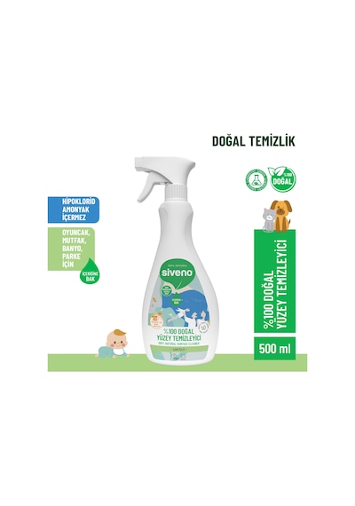 Siveno %100 Doğal Yüzey Temizleyici Bitkisel Leke Çıkarıcı Mermer Fayans Ahşap Yüzeyler 500 ML