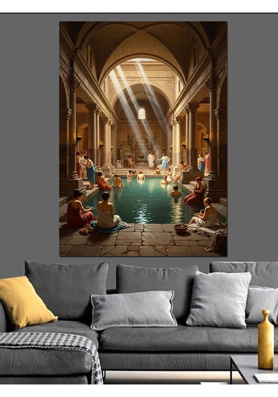 Ahşap Tablo Tarihi Hamam Ve Işık Dekoratif Tablolar