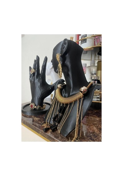 4lü Set Dekoratif Takı Organizer Manken Standı Makyaj Mücevher Kolye Tasarım Sergi Yüzük 21 Cm Dlc3d Siyah Ve Beyaz Set 20 Cm 02821210