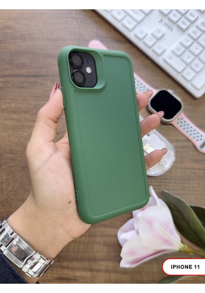 Apple iPhone 11 Uyumlu Kamera Korumalı Darbeye Dayanıklı Renk Atmayan Keep Silikon Kılıf Haki