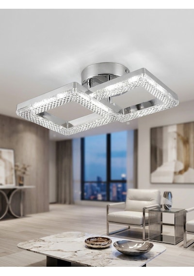 LumiaLighting Yakamoz Model 2"li Gümüş 3 Renk Modu Ledli Modern Tavana Sıfır Salon Mutfak Çocuk Yatak Odası Led Avize