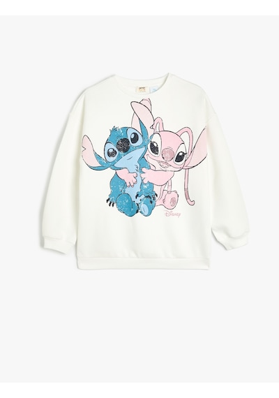 Koton Stitch Sweatshirt Lisanslı Uzun Kollu Bisiklet Yaka Ekru 5wkg10438ak Ekru
