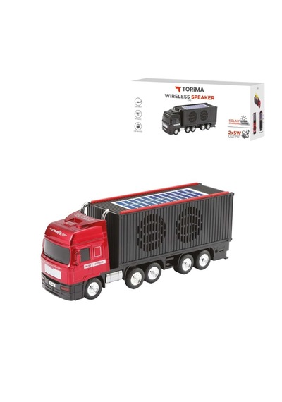 Tır Model Kablosuz Hoparlör Tf Kart Usb Bluetooth Fm Radyo Aux Destekli Bluetooth Speaker Güneş Enerjili Kırmızı