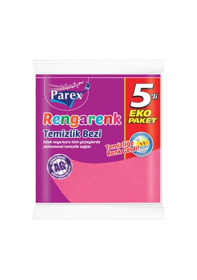 Parex Rengarenk Temizlik Bezi 5'li - 7 Adet Tarı Tek Ebat
