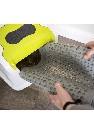 Purr-fect Paws Çok Amaçlı Kedi Kumu Matı - Gri, Orta, 1'li Paket