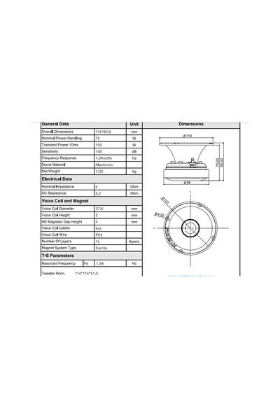 For-x Tx-80f Profesyonel Dome Tweeter 11,4 Cm 75w Rms 150w Maksim