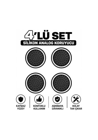 4 Adet Analog Koruyucu Silikon Kılıf Topuz Koruma Ps4 Ps5 Xbox One 360 Series Sx Switch Pro Uyumlu Beyaz