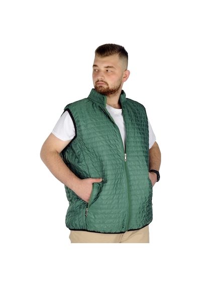 Mode Xl Büyük Beden Erkek Yelek Kapitone Yakalı 22601 Yeşil 001
