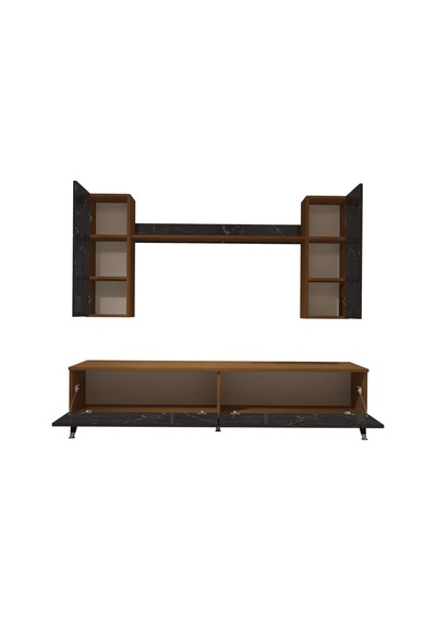 Decoraktiv Eko 7 Mdf Std Silver Tv Ünitesi Tv Sehpası Ceviz - Siyah Mermer