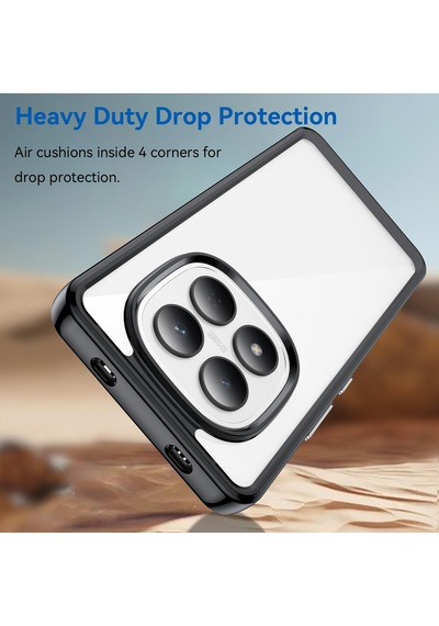 Caseonn Xiaomi Redmi Note 15 Pro Plus Kılıf Kamera Korumalı Darbe Emici Şeffaf Arka Kapak Siyah
