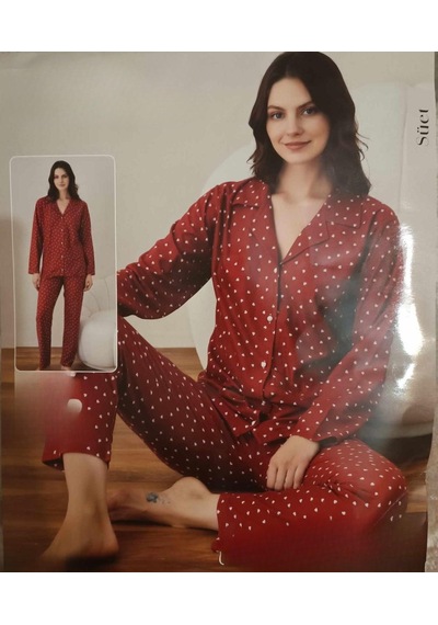 Boyraz Kadın Süet Boydan Düğmeli Pijama Takımı 02021 - 1 Adet 001