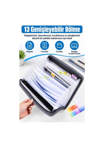 Mavi Körüklü Dosya 13 Bölmeli Fermuarlı 1 Adet Stilo Kaliteli A4 Akardiyon Dosya Düzenleyici 13 Cepli Dosya Belge