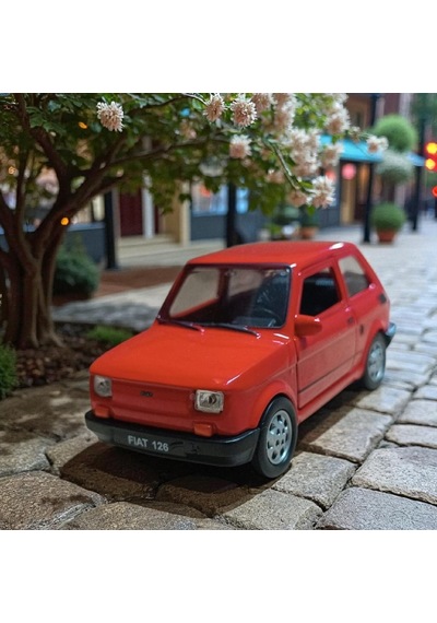 Nostaljik Metal Çek Bırak Kırmızı Fiat 126 Araba Kapılar Açılır Diğer