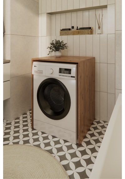 Odaco Premium Çkmd-01 %100 Mdf Çamaşır Ve Kurutma Makinası Banyo Dolabı Safir Meşe