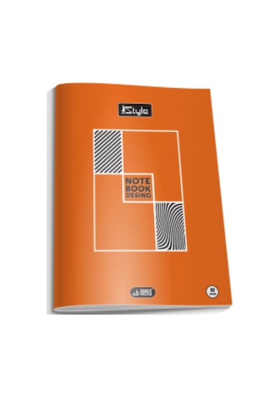 A4 Boy Plastik Kapak 40 Yaprak Kareli Defter Kenarı Kırmızı Çizgili 1 Adet Newstyle - Turuncu