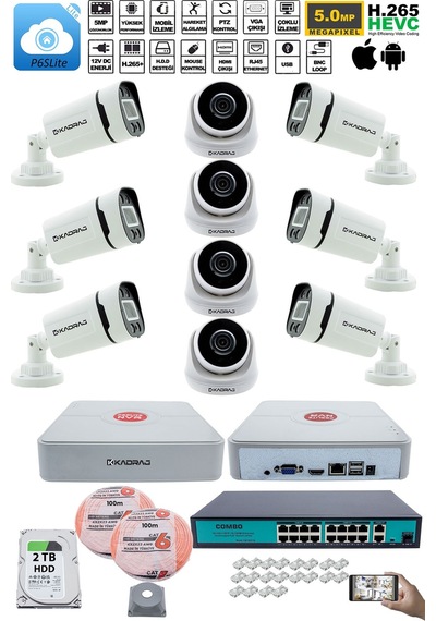 Ip Güvenlik Kamera Seti - 4 İç Mekan , 6 Dış Mekan Kdj-4ın6out-v3