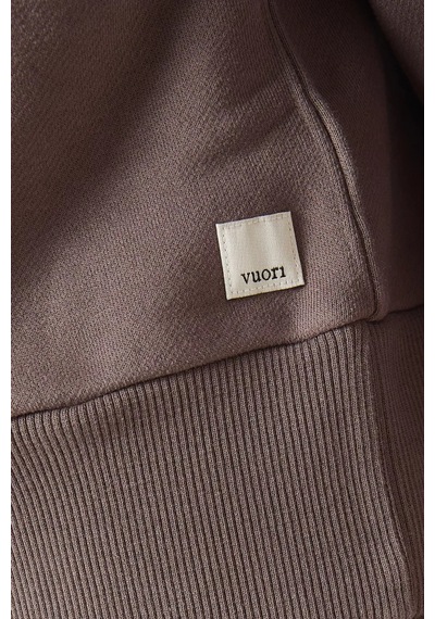 Vuori Restore Yarım Fermuarlı Kapüşonlu Sweatshirt, Organik Fransız Havlu, Rahat & Lüks Kahverengi