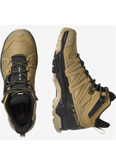 Salomon X Ultra 4 Mid Goretex Mens Boat Su Geçirmez Nefes Alabilen Erkek Bot Açık Yeşil Siyah