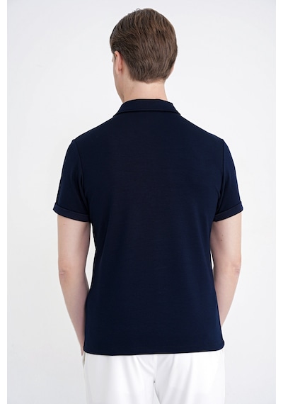Efor Slim Fit Esnek Pamuklu Fermuarlı Lacivert Polo Yaka Tişört Ts 926
