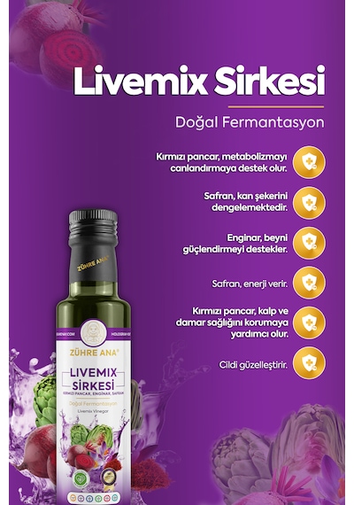 Livemix Sirkesi Doğal Fermantasyon Livemix Vinegar 500 Ml