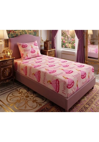 Prenses Tek Kişilik Lastikli Fitted Çarşaf Takımı