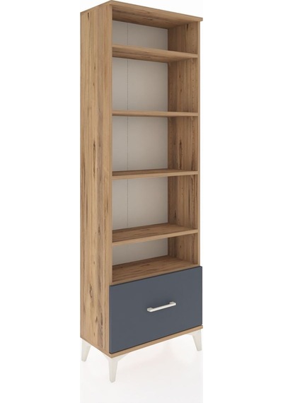 Arges Dolap 5 Raflı Tek Çekmeceli 60x30x182 Çam-antrasit Çam