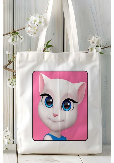 Art Hediye My Talking Angela Mobil Oyun Baskılı Omuz Çanta Çift Tafaflı Baskı Kişiye Özel 1 Çok Renkli
