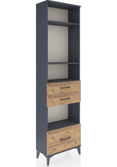 Arges Dolap 4 Raflı 3 Çekmeceli 60x30x221 Antrasit-çam Antrasit