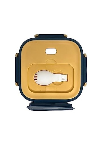 Vagonlife Bento 500ml Lunchbox Tek Katlı Çelik Sefer Tası Yemek Kutusu Lacivert-sarı Genel