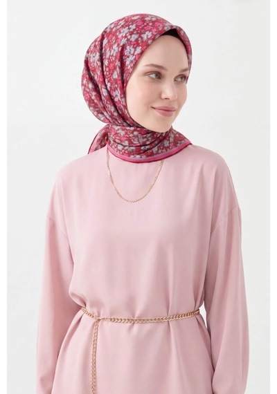 Silk Home Mini Floral Desen Soft Pamuk Eşarp Bordo