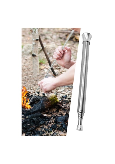 Buffer Teleskopik Ateş Başlatıcı Outdoor Üfleme Borusu 63 Cm Gümüş