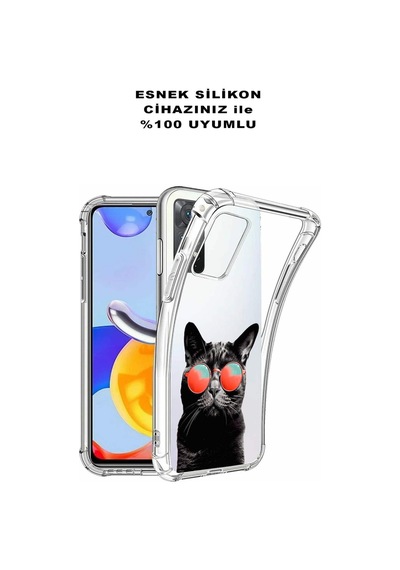 Samsung Galaxy S23fe İle Uyumlu Kedi 4 Baskılı Şeffaf Köşe Korumalı Antişok Kılıf