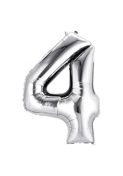 Gümüş Folyo Balon Rakam 4 40inç 100cm Beyaz