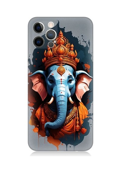 Apple Uyumlu iPhone 12 Pro Ganesha Ganeşa Desenli Silikon Kılıf