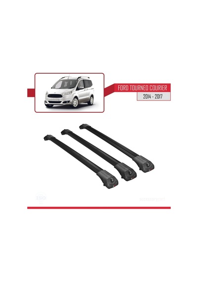 Ford Tourneo Courier 2014-2017 Arası İle Uyumlu Ace-1 Ara Atkı Tavan Barı Siyah 3 Adet Bar
