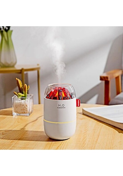 Buffer Ahşap Odun Ateşi Tasarımlı 280 Ml Ultrasonik Hava Nemlendirici & Aroma Difüzör Soğuk Buhar Makinesi, Led Işıkl