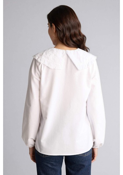 Defacto Regular Fıt Poplin Uzun Kollu Tunik H0281ax26spwt32 Beyaz-wt32