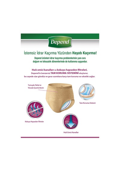 Depend Emici Külot Lohusa Pedi M- Orta Kadın 10 Lu Mesane Pedi M