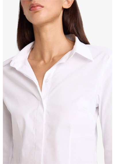Defacto Regular Fit Basic Düz Bengalin Beyaz Kadın Gömlek I5278az/wt36 Beyaz