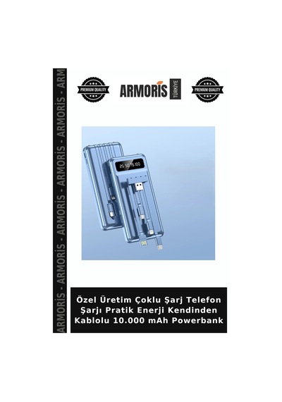 Özel Üretim Çoklu Şarj Telefon Şarjı Pratik Enerji Kendinden Kablolu 10.000 Mah Powerbank Çok Renkli