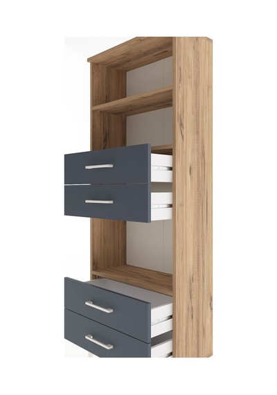 Arges Dolap 3 Raflı 4 Çekmeceli 60x30x163 Çam-antrasit Atlas Çam