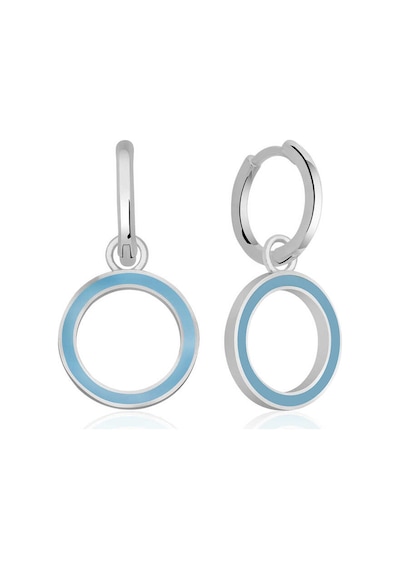 Gümüş Fosforlu Mavi Oval Küpe 14 MM-Gümüş