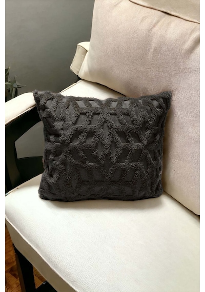 Bohem 4'lü Dekoratif Yastık Kılıfı Kırlent Kılıfı 43x43 Cm Antrasit Etnik Gri