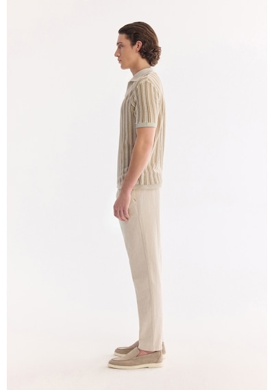 Avva Erkek Bej Polo Yaka Düğmesiz %100 Pamuk Soft Touch Regular Fit Triko T-shirt A61y5025