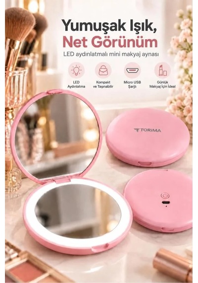 Özel Seri Aydınlatma Kozmetik Modern Led Işıklı Makyaj Aynası Tmr01 Pembe Çok Renkli