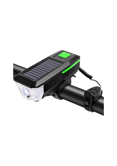 T6 Led Solar Güneş Enerjili Kornalı Powerbankli Su Geçirmez Usb Şarjlı Bisiklet Farı 3 Modlu 001