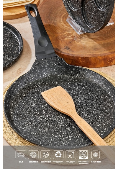 Polochef Granit Döküm Krep Ve Gözleme Tavası 26 Cm Siyah
