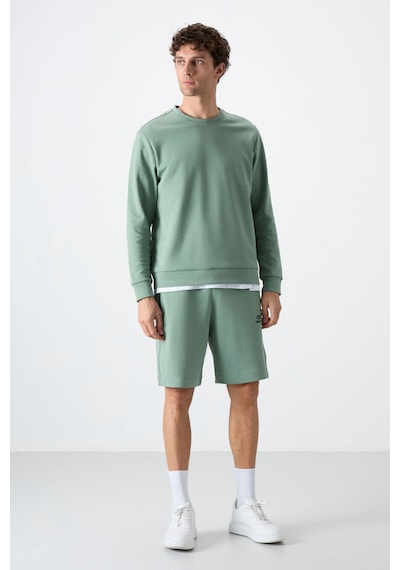 Tommy Life Açık Yeşil Basic O Yaka Rahat Form Erkek Sweatshirt - 88053 CAMEL