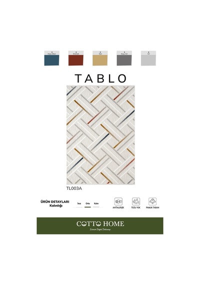 Tablo Tl003a Krem Halı Çizgili Desen Antialerjik Pamuk Taban Yıkanabilir Salon Halısı Yatak Odası